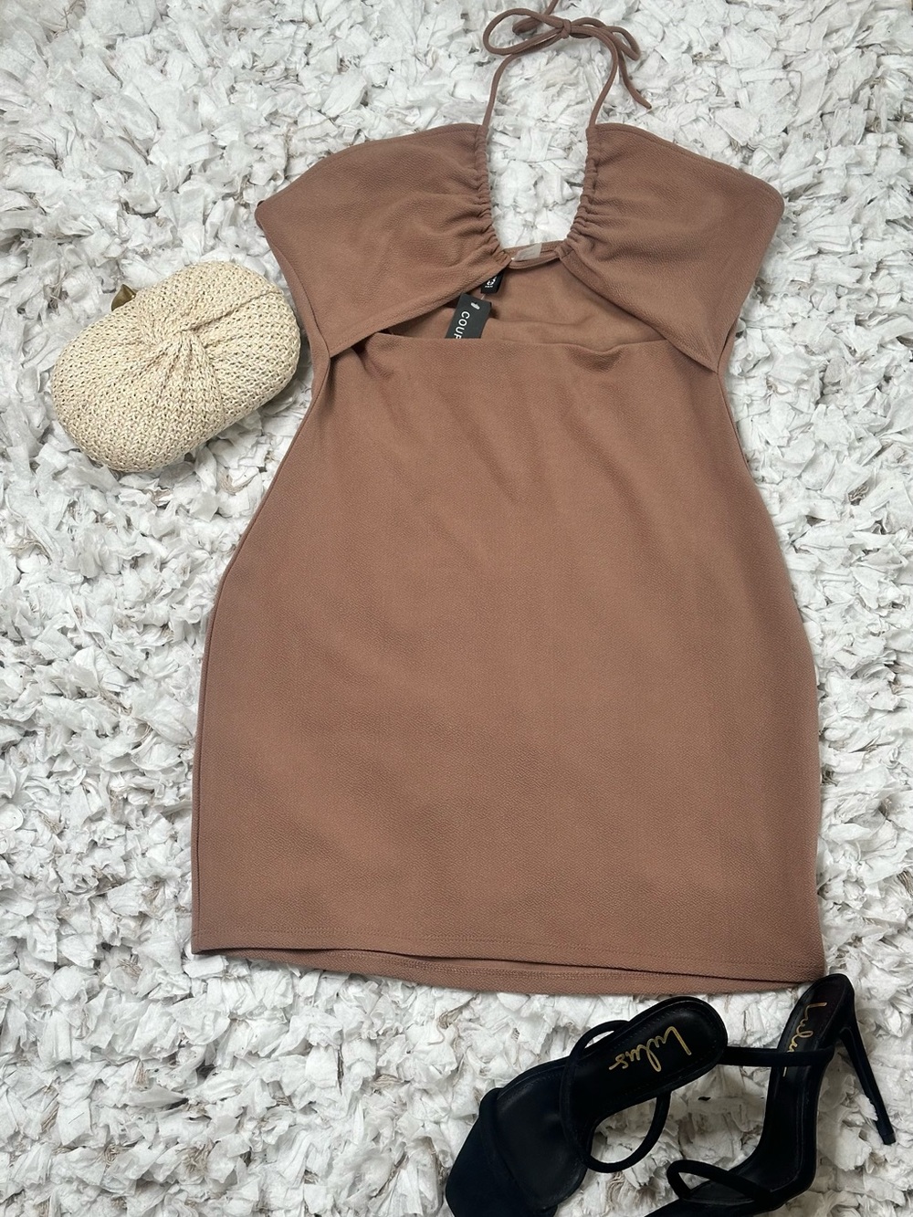 H&M Curve Fit Halter Mini Dress Size L NWT